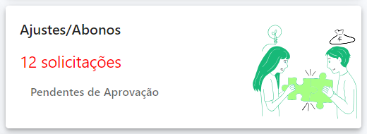 Aalho de ajustes/abonos Atalho de ajustes e abonos com solicitações pendentes