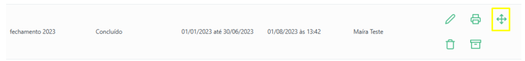 Destaque para Distribuir Espelho para Assinatura Imagem da lista de fechamento com destaque em amarelo para o o botão de distribuir para assinatura.