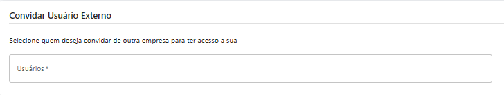 Print da tela Convidar Usuário Externo Tela minha empresa, em destaque a janela de Convidar Usuário Externo