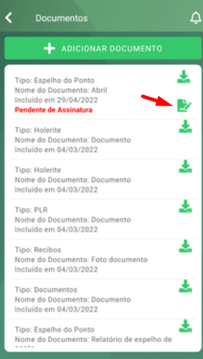 Imagem do Aplicativo com destaque na opção Documentos Imagem do Aplicativo com destaque na opção Documentos